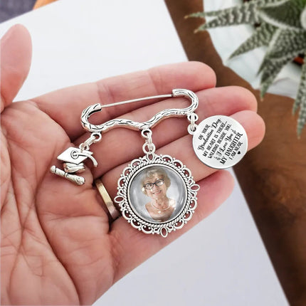 Custom Photo My Heart Is There Walking Beside You - Personalized Graduation Tassel Pin