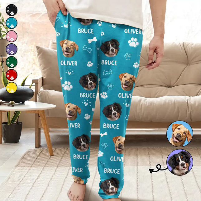 Custom Photo Paw Prints In My Heart Pet Mom Dad Dog Cat Lover - Personalized Pajama Pants