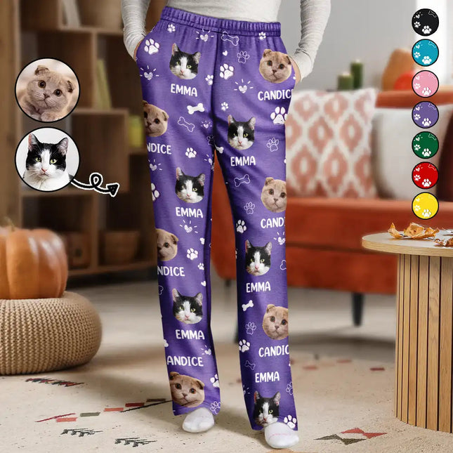 Custom Photo Paw Prints In My Heart Pet Mom Dad Dog Cat Lover - Personalized Pajama Pants