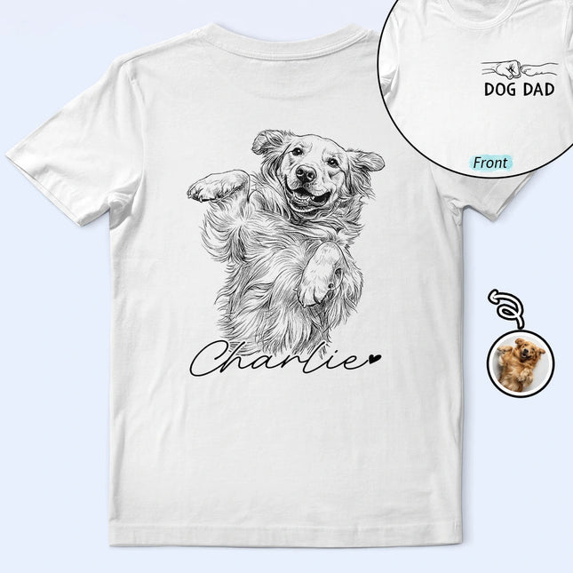 Custom Photo Pencil Sketch Dog Mom Dog Dad Hand Punch - Personalized T Shirt