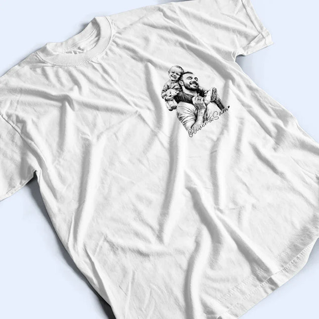 Custom Photo Pencil Sketch Best Dad Grandpa Ever Family Portrait - Personalized T Shirt