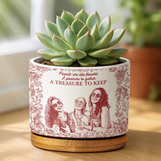 Custom Photo Pencil Sketch It Takes A Long Time To Grow An Old Friend - Personalized Ceramic Plant Pot