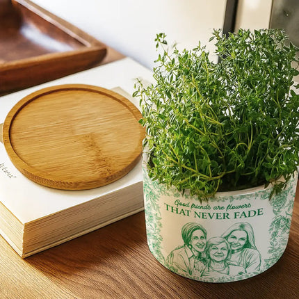 Custom Photo Pencil Sketch It Takes A Long Time To Grow An Old Friend - Personalized Ceramic Plant Pot