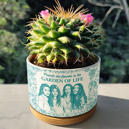 Custom Photo Pencil Sketch It Takes A Long Time To Grow An Old Friend - Personalized Ceramic Plant Pot