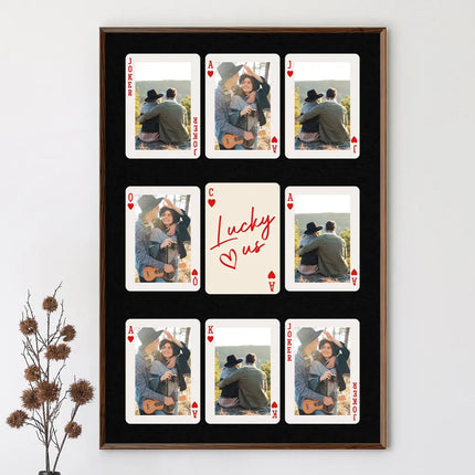 Custom Photo Playing Card Couple Lucky In Love - Personalized Poster