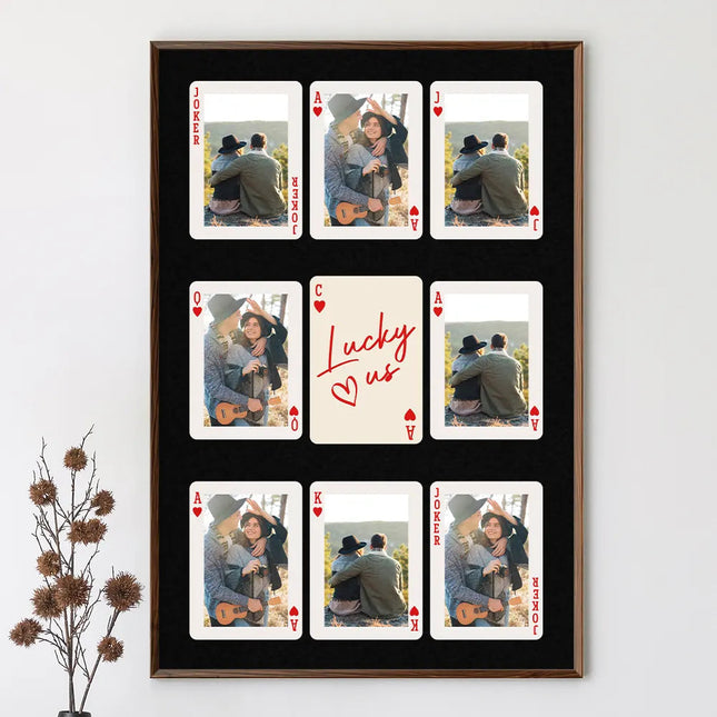Custom Photo Playing Card Couple Lucky In Love - Personalized Poster