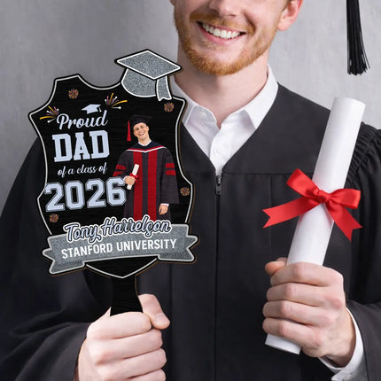 Custom Photo Proud Dad Mom Sister Bestie Graduation - Personalized Graduation Handheld Fan