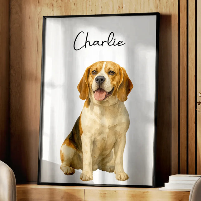 Custom Photo Realistic Watercolor Art Dog Cat Pet - Personalized Poster