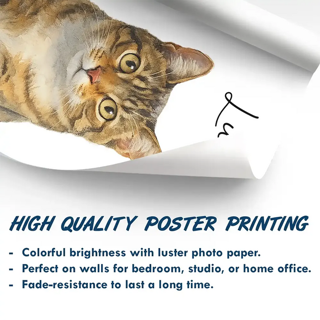 Custom Photo Realistic Watercolor Art Dog Cat Pet - Personalized Poster