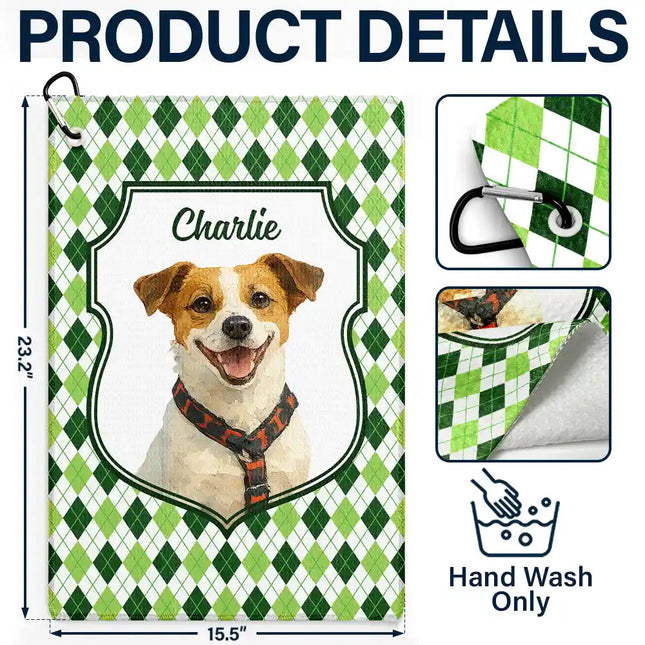 Custom Photo Realistic Watercolor Art Dog Cat Pet Portrait Vintage - Personalized Golf Towel