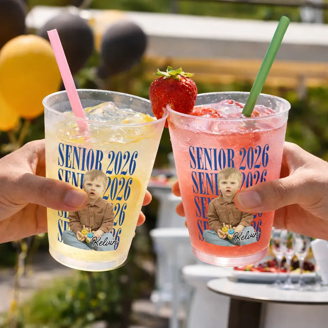 Custom Photo Senior Vintage Portrait - Personalized Frosted Cups