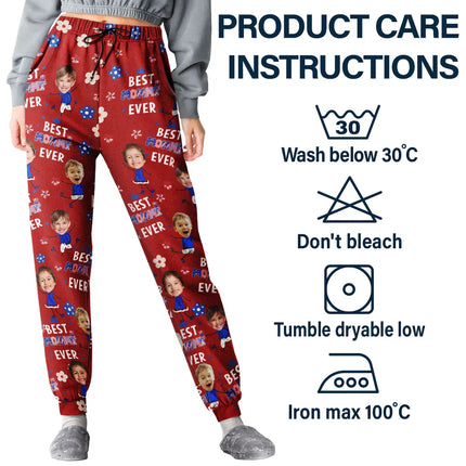 Custom Photo Stars & Stripes Best Mom Dad Grandma Grandpa Ever - Personalized Pajama Pants