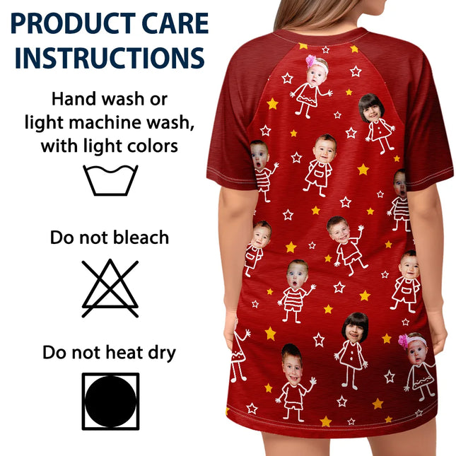 Custom Photo This Grandma Mom Belongs To Kids Pet - Personalized Women's Sleep Tee