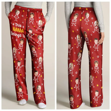 Custom Photo This Grandpa Grandma Belongs To Kids Pet - Personalized Pajama Pants