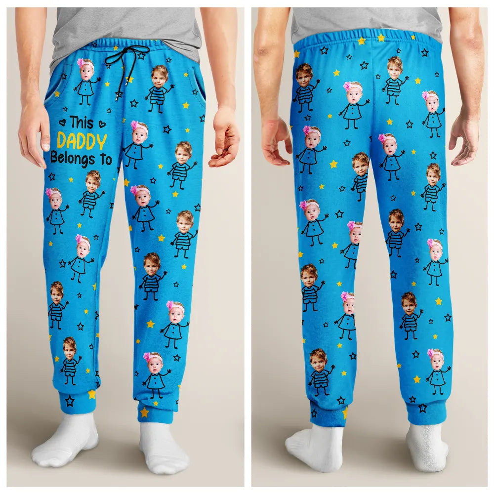 Custom Photo This Grandpa Grandma Belongs To Kids Pet - Personalized Pajama Pants