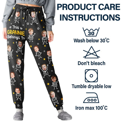 Custom Photo This Grandpa Grandma Belongs To Kids Pet - Personalized Pajama Pants