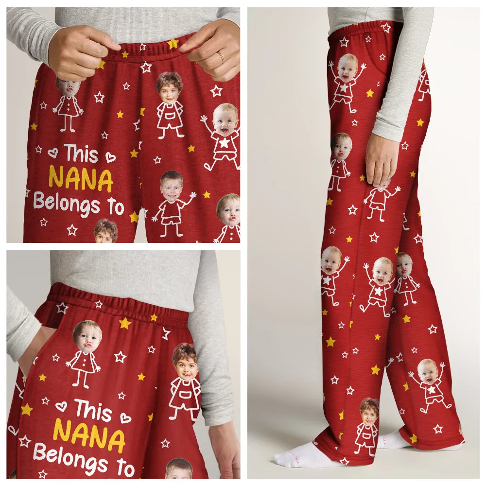 Custom Photo This Grandpa Grandma Belongs To Kids Pet - Personalized Pajama Pants