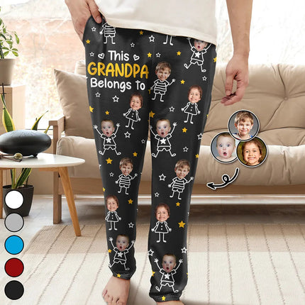 Custom Photo This Grandpa Grandma Belongs To Kids Pet - Personalized Pajama Pants