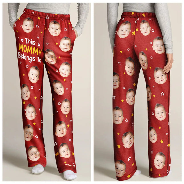 Custom Photo This Grandpa Grandma Belongs To Kids Pet Face - Personalized Pajama Pants