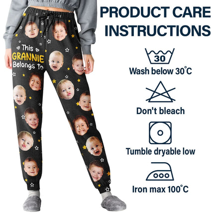 Custom Photo This Grandpa Grandma Belongs To Kids Pet Face - Personalized Pajama Pants