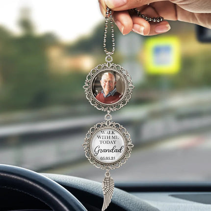 Custom Photo Walk With Me Today Dad Memorial Graduation - Personalized Photo Pendant Charm