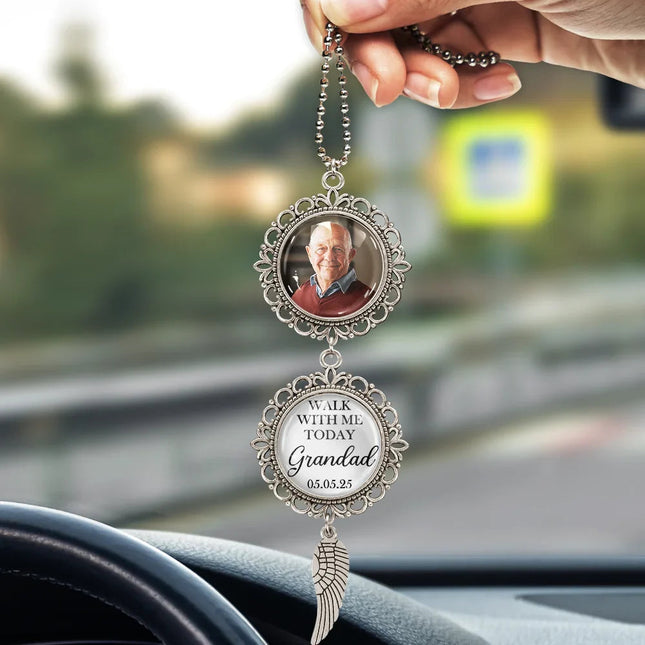 Custom Photo Walk With Me Today Dad Memorial Graduation - Personalized Photo Pendant Charm