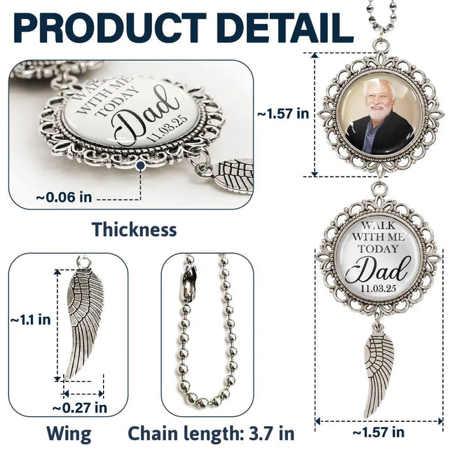Custom Photo Walk With Me Today Dad Memorial Graduation - Personalized Photo Pendant Charm