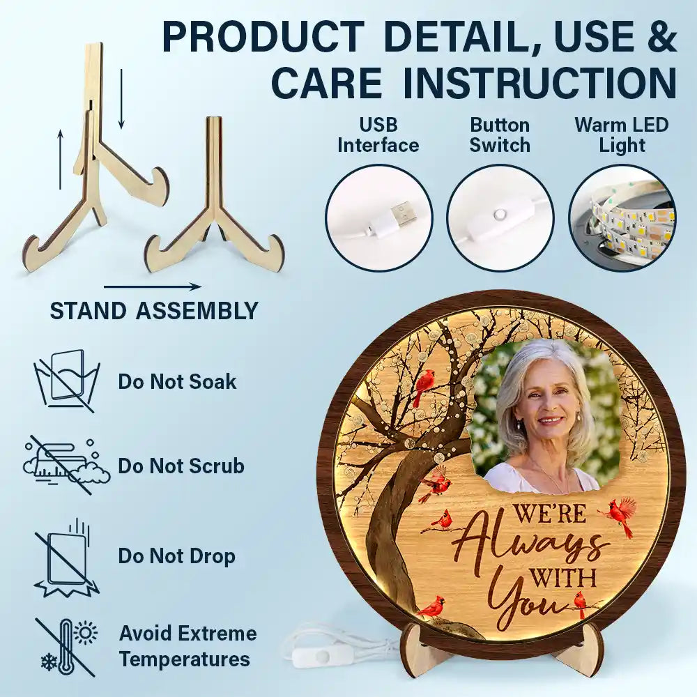 Custom Photo When You Miss Me Have No Fear - Personalized LED Light Wooden Plaque