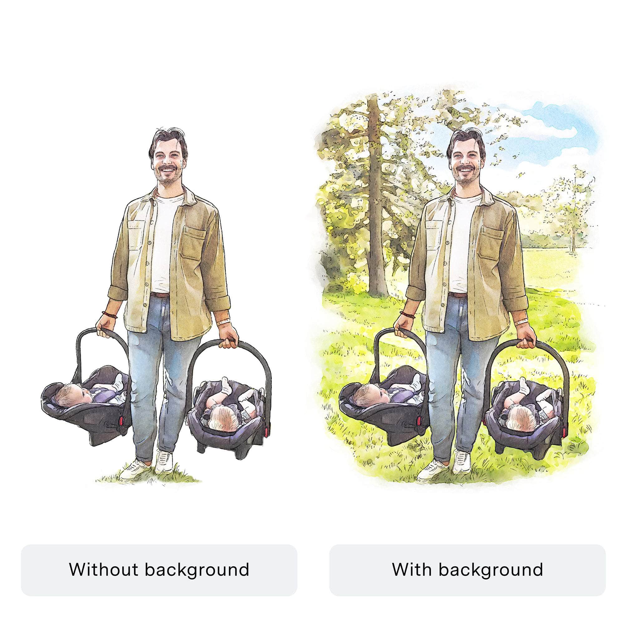 Daddy and Me Illustration - Custom Portrait Art