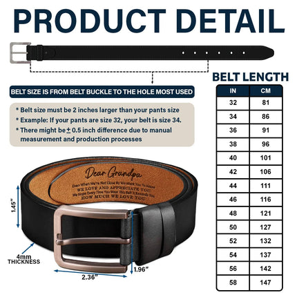 Dad It Reminds You How Much We Love You - Personalized Engraved Leather Belt