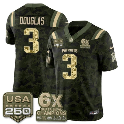 Demario Douglas New England Patriots 2026 Salute to Service Edition Vapor Jersey - Camo
