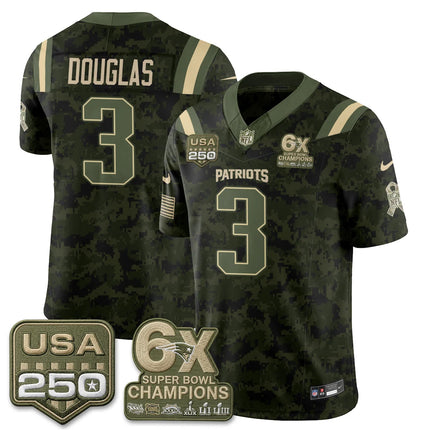 Demario Douglas New England Patriots 2026 Salute to Service Edition Vapor Jersey - Camo