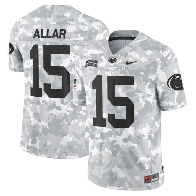Drew Allar Penn State Nittany Lions 2026 Salute to Service Vapor Limited Custom Jersey – Arctic Camo