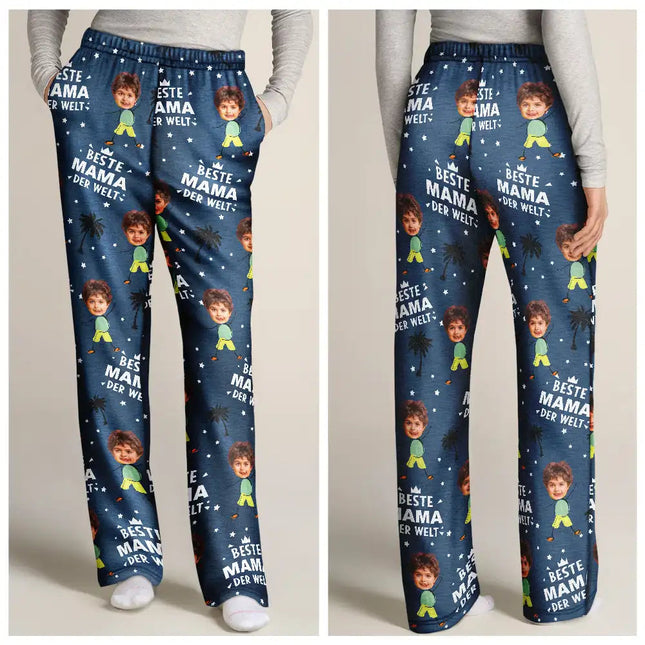 Eigenes Foto Bester Papa Beste Mama Der Welt - Personalisiertes Pyjamahose