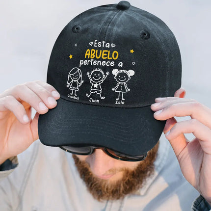 Este Abuelo Papá Pertenece A - Gorra De Denim Lavado Vintage Personalizada