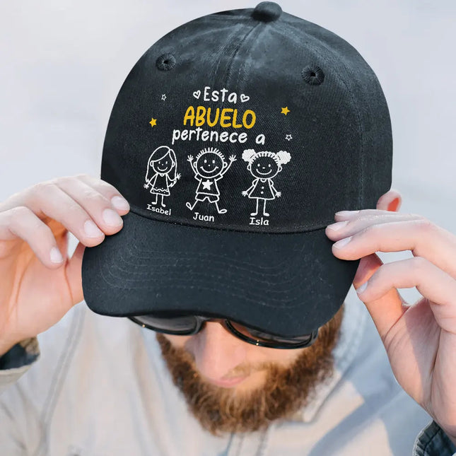 Este Abuelo Papá Pertenece A - Gorra De Denim Lavado Vintage Personalizada