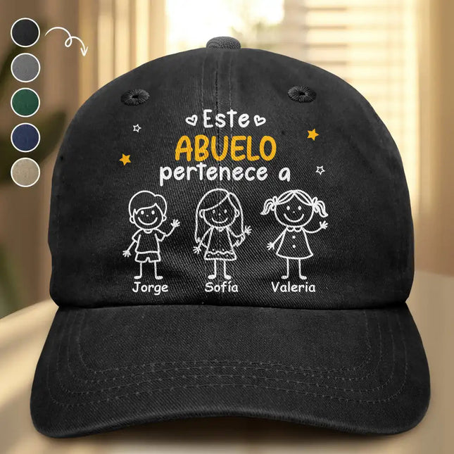 Este Abuelo Papá Pertenece A - Gorra De Denim Lavado Vintage Personalizada