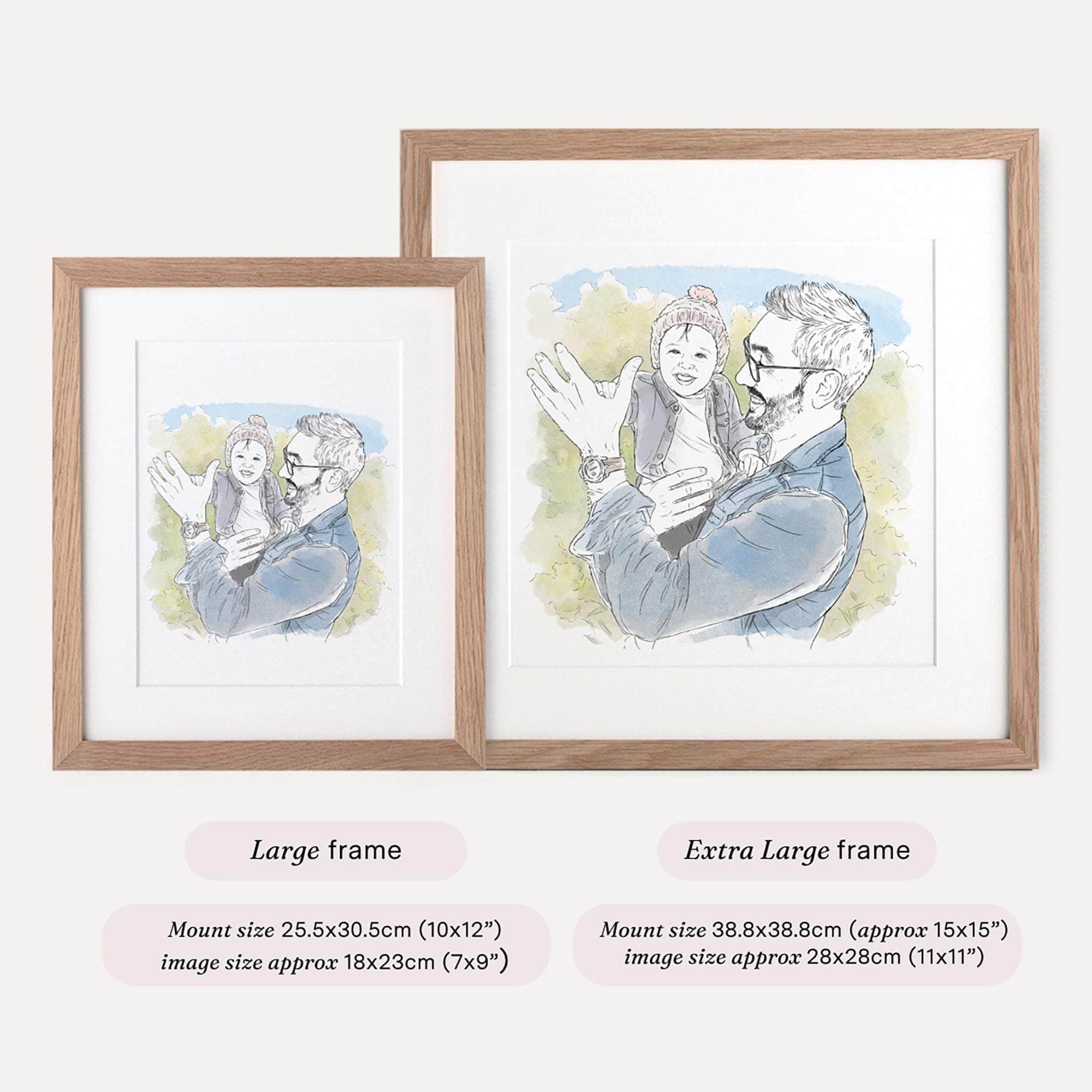 Daddy and Me Line Portrait - Custom Portrait Art