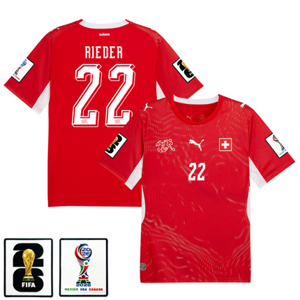 Fabian Rieder Switzerland National Team 2026 x World Cup Patch Home Jersey - Red