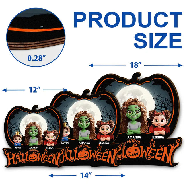 Family Costume Happy Halloween - Personalized Custom Shaped Wood Sign