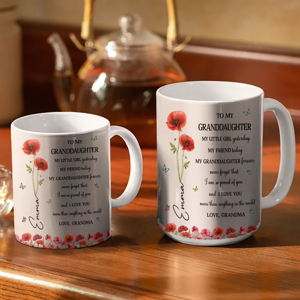 Faux Pressed Birth Flower My Daughter Forever - Personalized White Edge-to-Edge Mug
