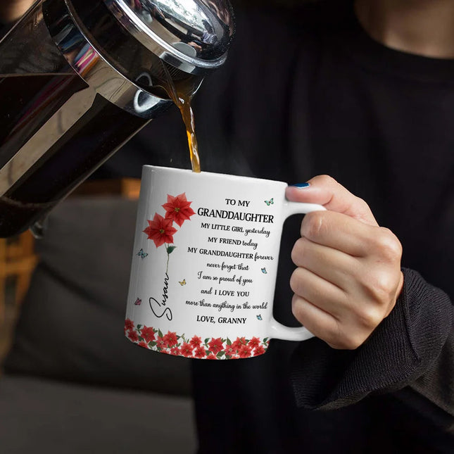 Faux Pressed Birth Flower My Daughter Forever - Personalized White Edge-to-Edge Mug