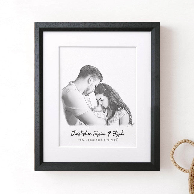 Baby's Christmas Watercolour Illustration - Custom Portrait Art