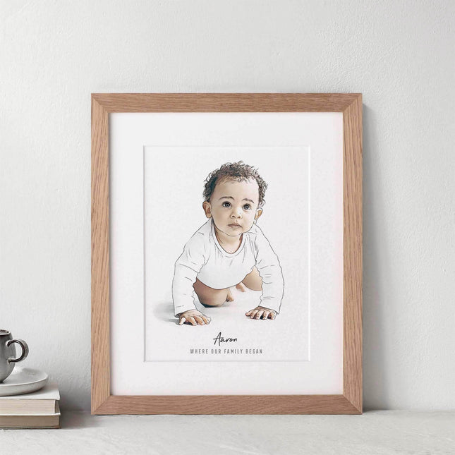 Baby's Christmas Watercolour Illustration - Custom Portrait Art