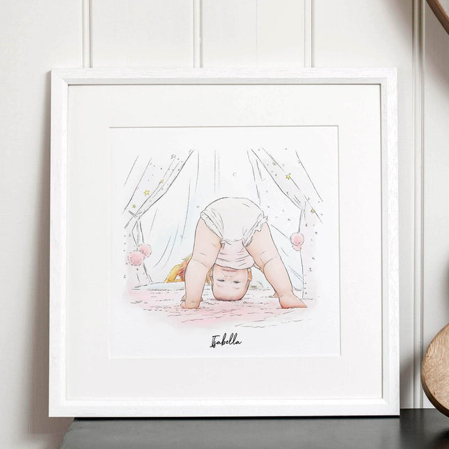 Baby's Christmas Watercolour Illustration - Custom Portrait Art
