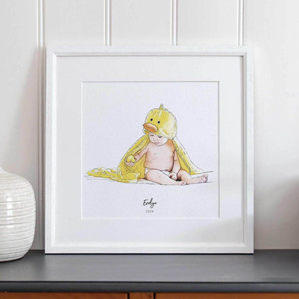 Baby's Christmas Watercolour Illustration - Custom Portrait Art
