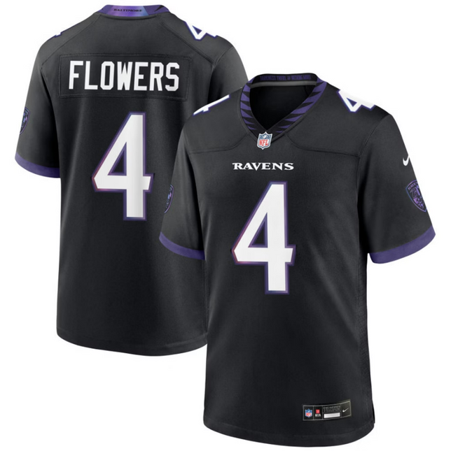 Zay Flowers Baltimore Ravens 2026 Alternate Game Jersey - Black