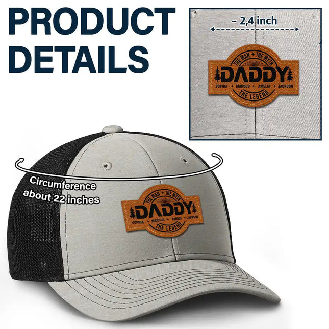 Forest Cool Dad Papa Grandpa The Man The Myth The Legend - Personalized Leather Patch Hat
