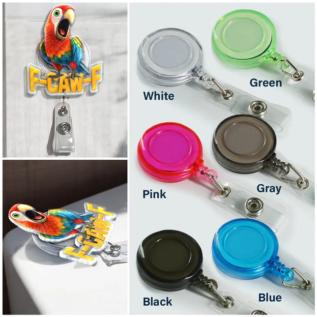 Funny Chicken F-Caw-F - Personalized Badge Reel
