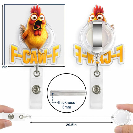 Funny Chicken F-Caw-F - Personalized Badge Reel